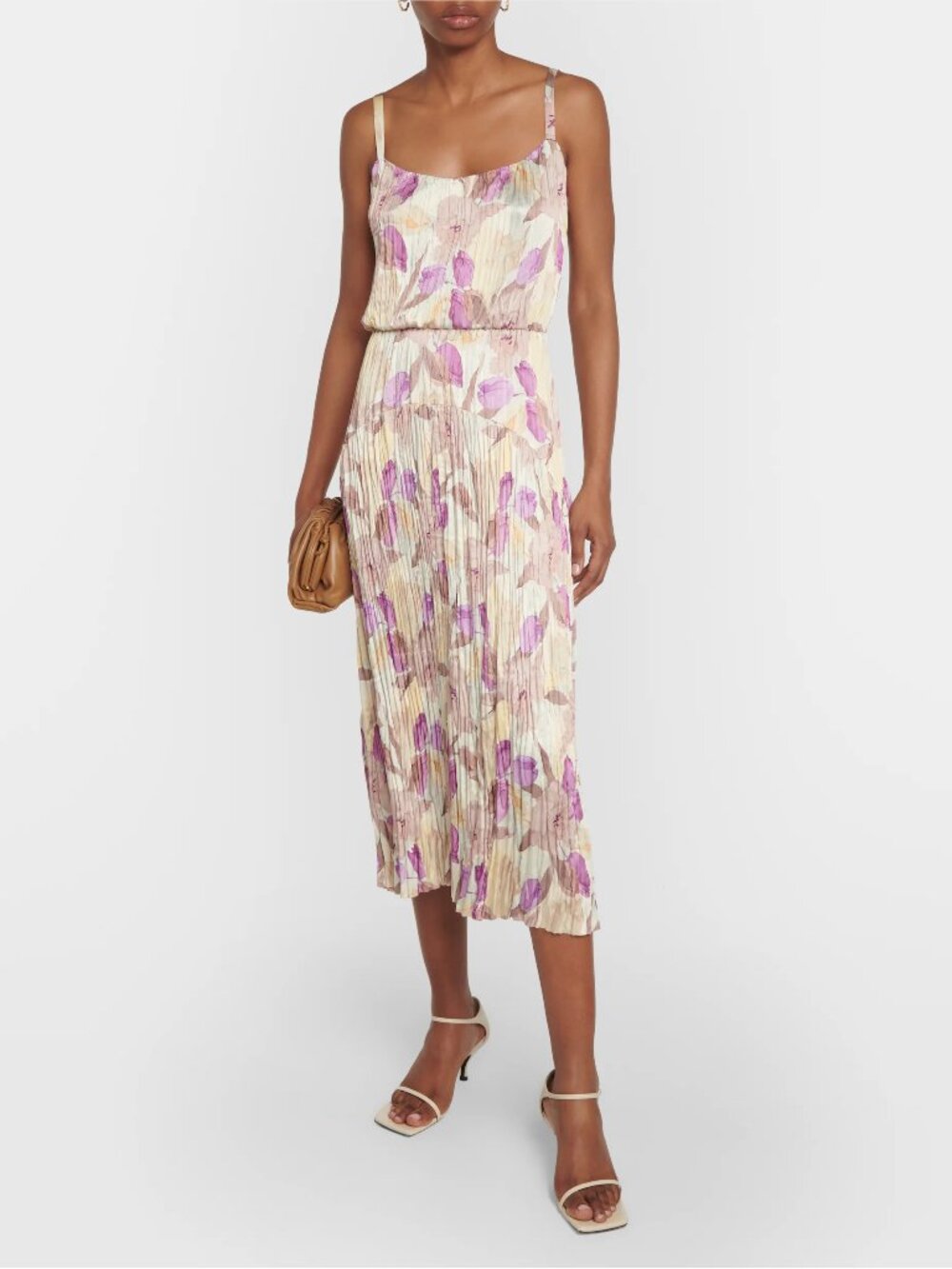 Vince Floral Pleated Magnolia Midi Dress